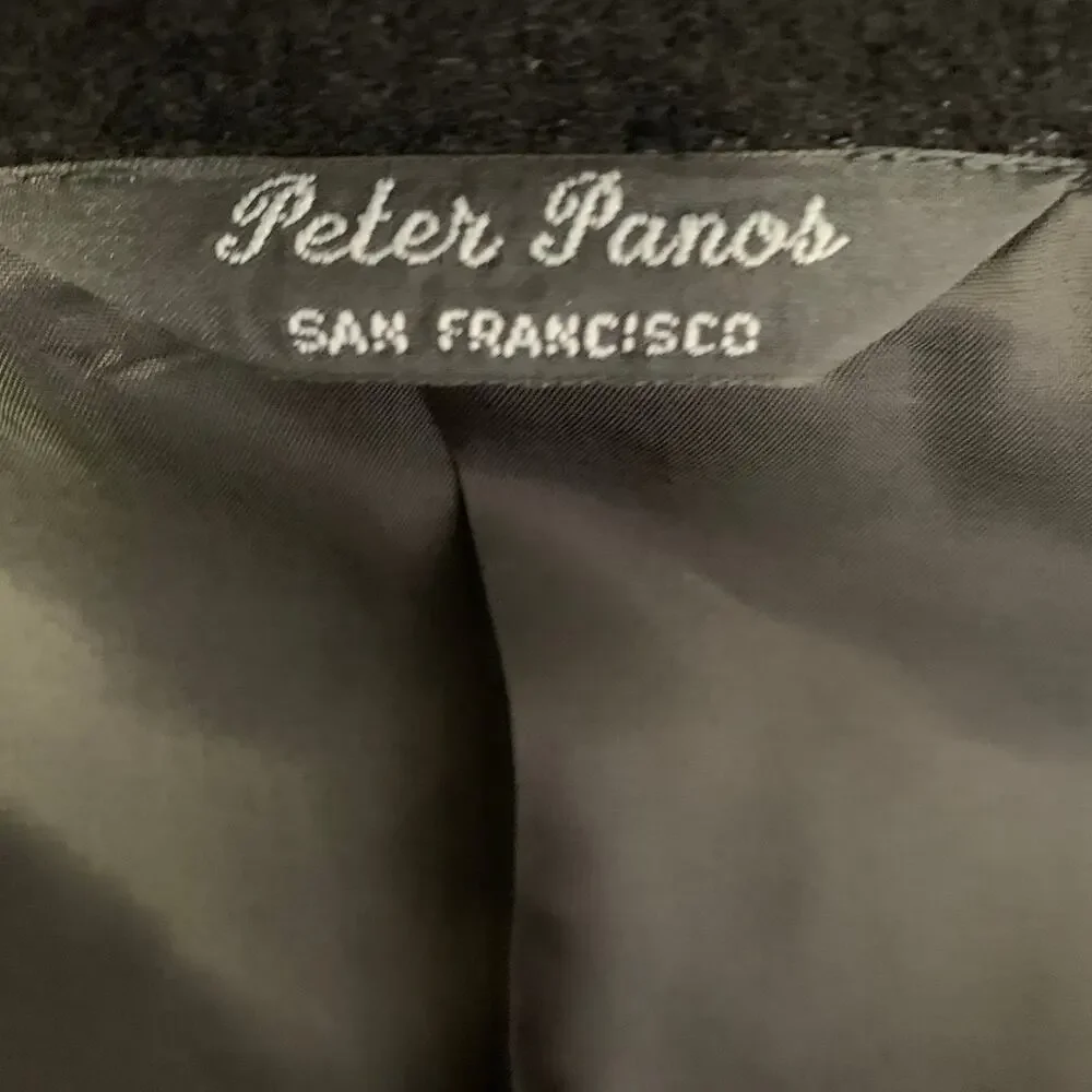 PETER PANOS Chest Size 44 Black Cashmere Notch Lapel Sport Coat